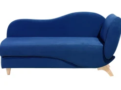 Right Hand Velvet Chaise Lounge With Storage Blue Meri
