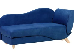 Right Hand Velvet Chaise Lounge With Storage Blue Meri