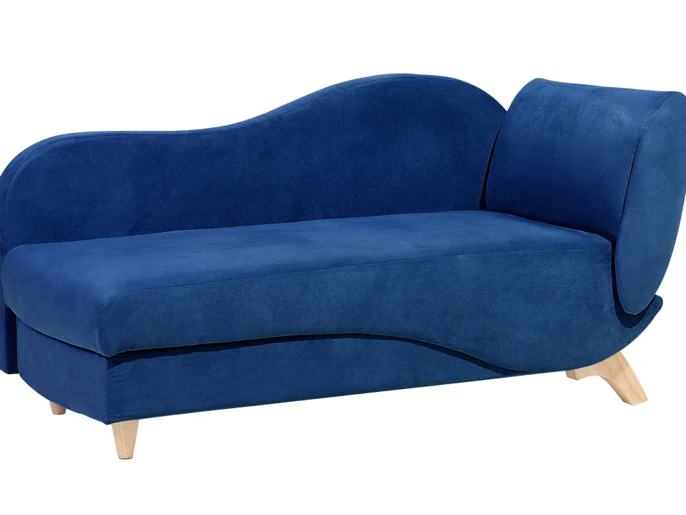 Right Hand Velvet Chaise Lounge With Storage Blue Meri