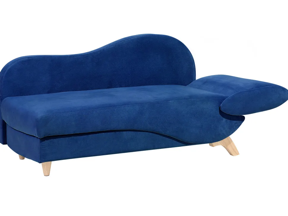 Right Hand Velvet Chaise Lounge With Storage Blue Meri