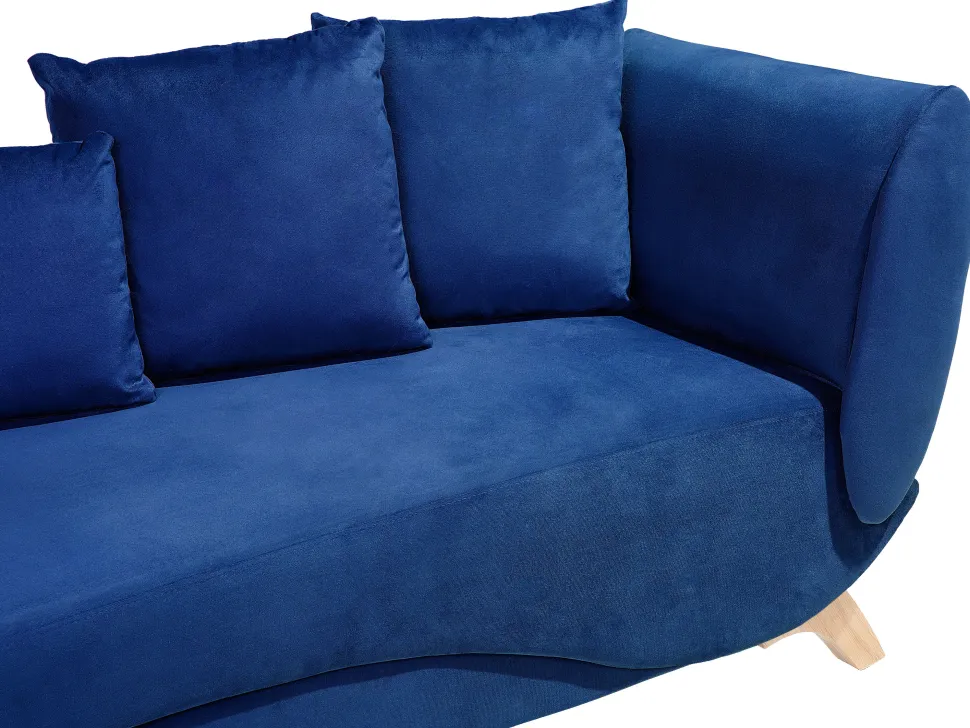 Right Hand Velvet Chaise Lounge With Storage Blue Meri