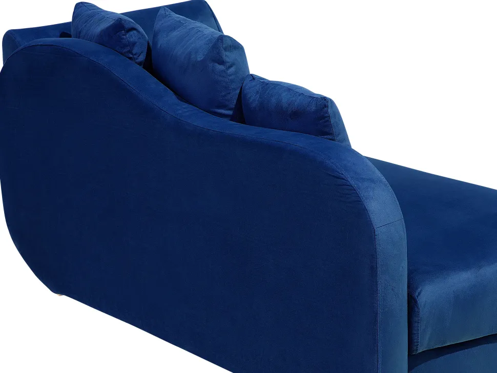 Right Hand Velvet Chaise Lounge With Storage Blue Meri