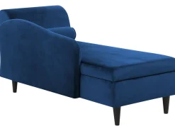 Right Hand Velvet Chaise Lounge Navy Blue Luiro