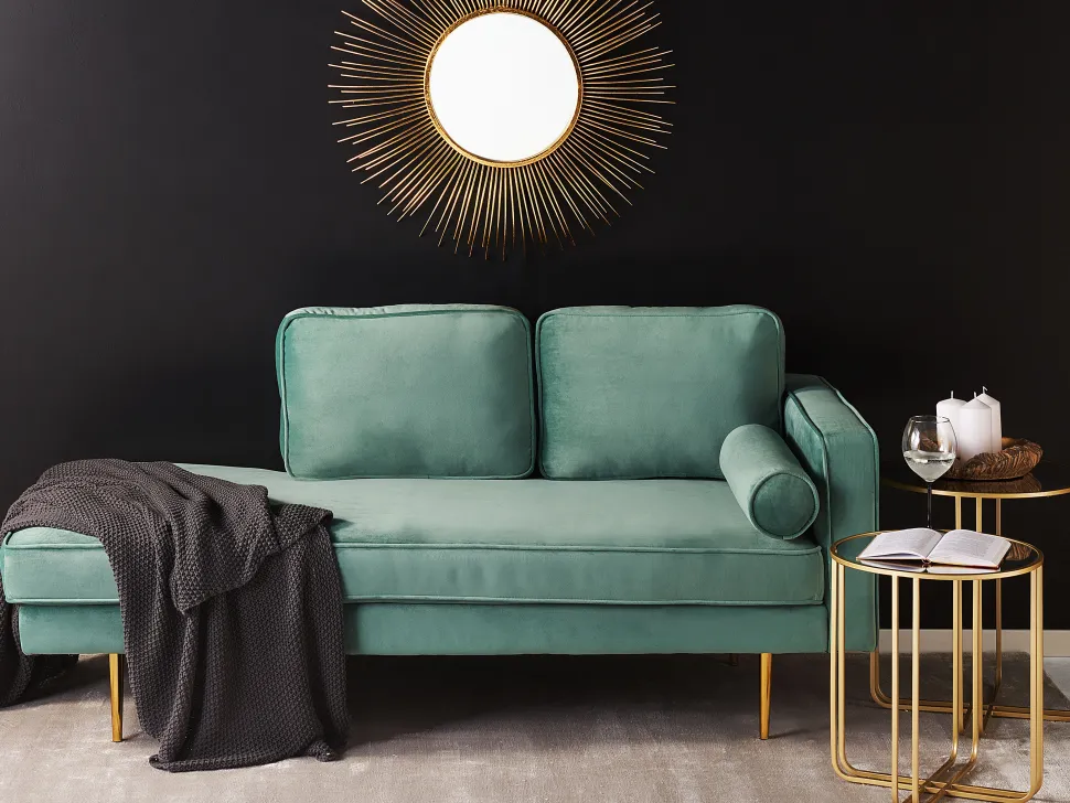 Right Hand Velvet Chaise Lounge Mint Green Miramas