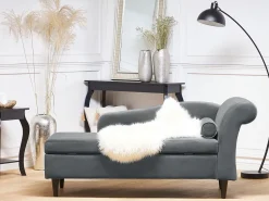Right Hand Velvet Chaise Lounge Light Grey Luiro