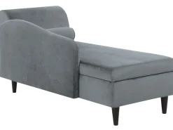 Right Hand Velvet Chaise Lounge Light Grey Luiro