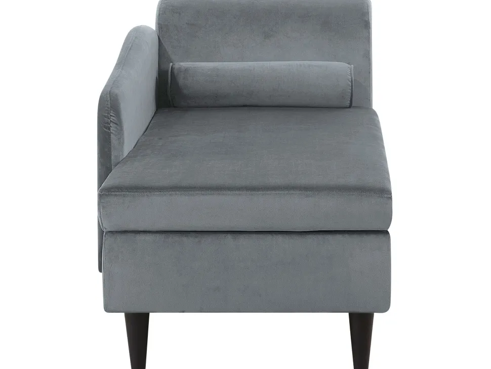 Right Hand Velvet Chaise Lounge Light Grey Luiro