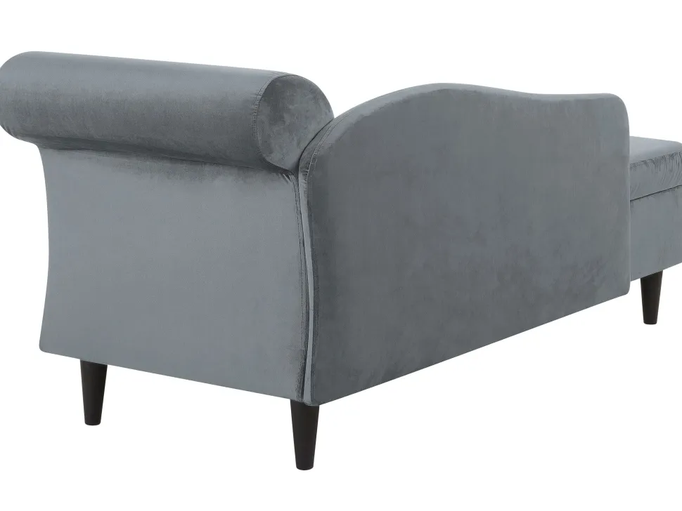 Right Hand Velvet Chaise Lounge Light Grey Luiro