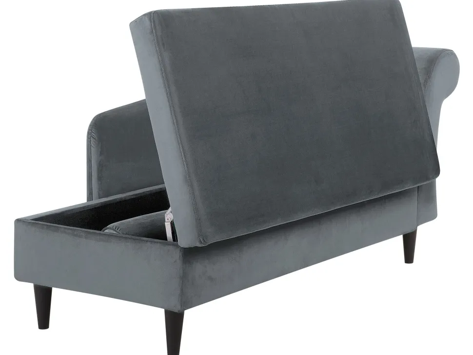 Right Hand Velvet Chaise Lounge Light Grey Luiro