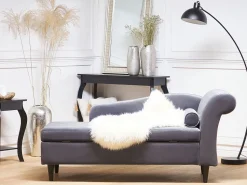 Right Hand Velvet Chaise Lounge Dark Grey Luiro