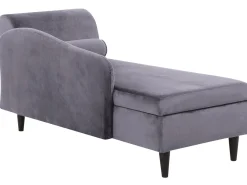 Right Hand Velvet Chaise Lounge Dark Grey Luiro