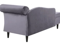 Right Hand Velvet Chaise Lounge Dark Grey Luiro