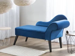 Right Hand Velvet Chaise Lounge Cobalt Blue Biarritz