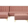 Right Hand Velvet Corner Sofa With Ottoman Pink Aberdeen