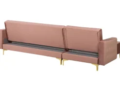 Right Hand Velvet Corner Sofa With Ottoman Pink Aberdeen