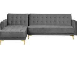 Right Hand Velvet Corner Sofa Grey Aberdeen