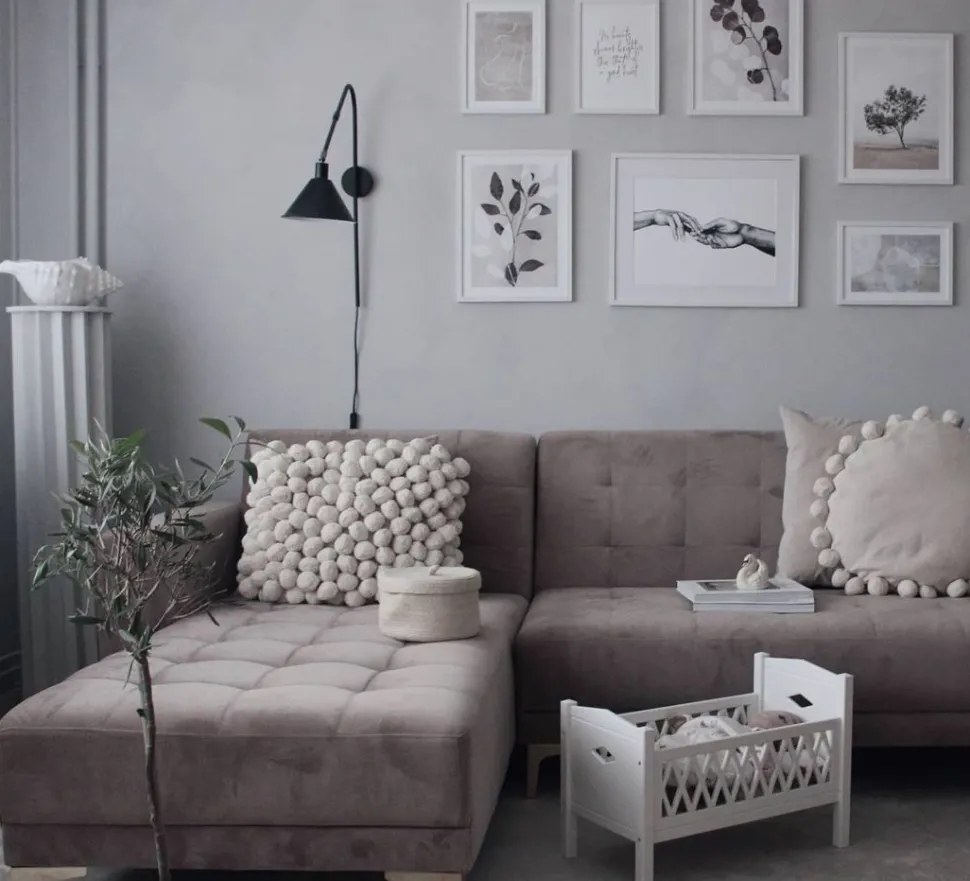 Right Hand Velvet Corner Sofa Grey Aberdeen
