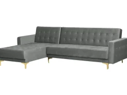Right Hand Velvet Corner Sofa Grey Aberdeen