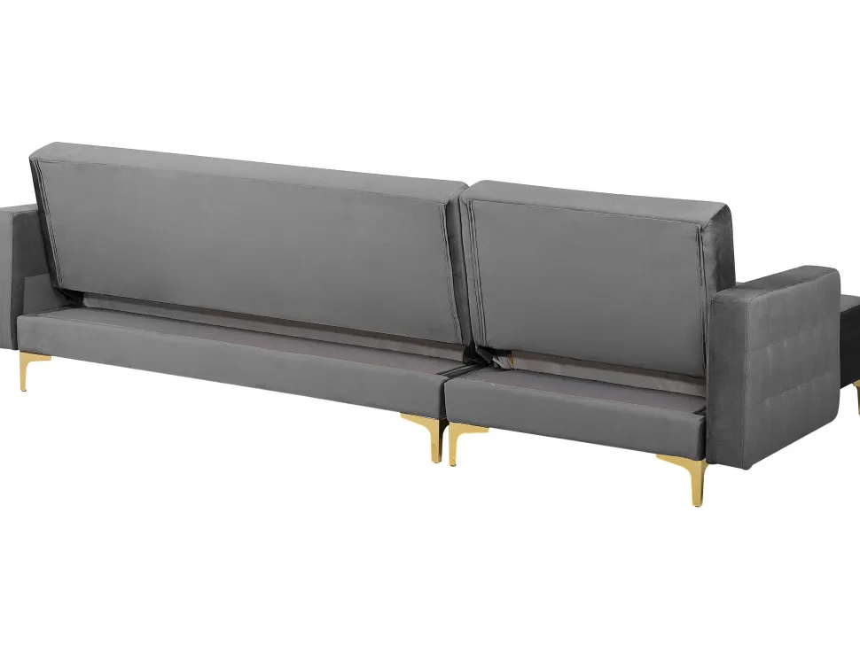 Right Hand Velvet Corner Sofa Grey Aberdeen