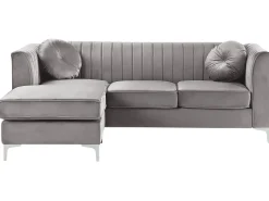 Right Hand Velvet Corner Sofa Grey Timra