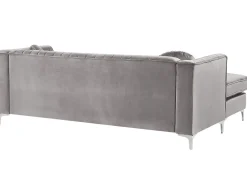 Right Hand Velvet Corner Sofa Grey Timra