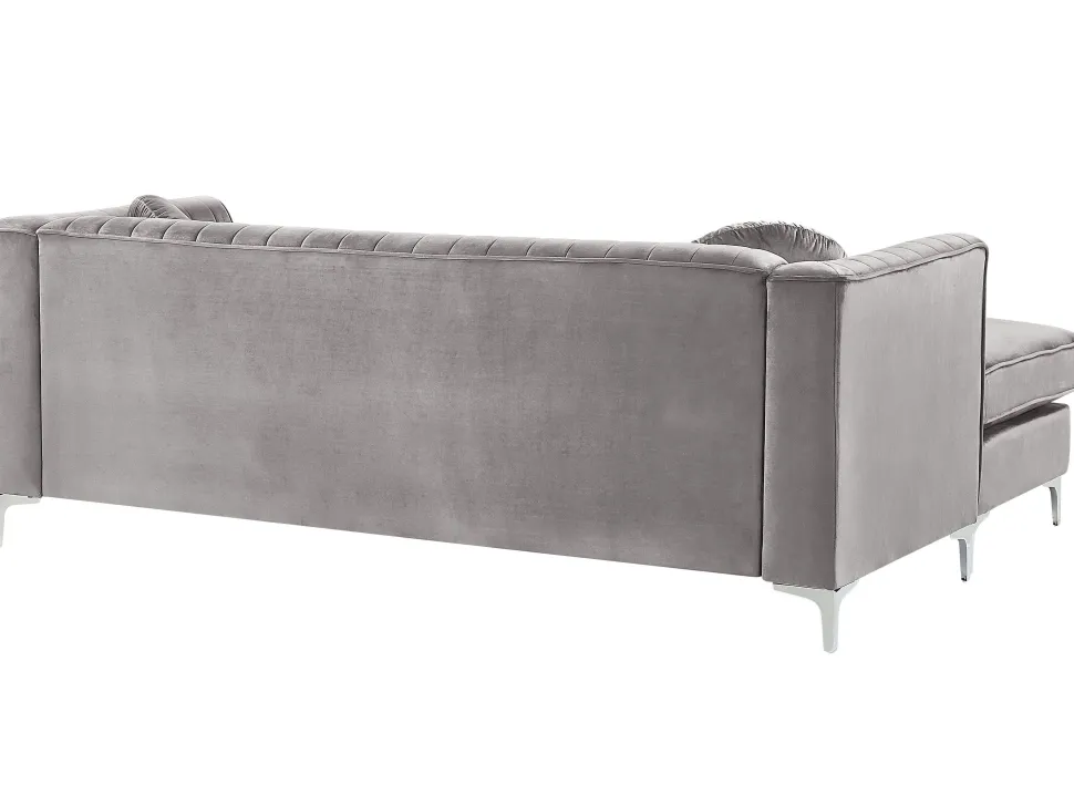 Right Hand Velvet Corner Sofa Grey Timra