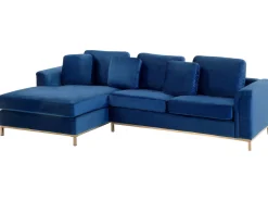Right Hand Velvet Corner Sofa Navy Blue Oslo