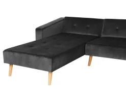 Right Hand Velvet Corner Sofa Bed Black Vadso