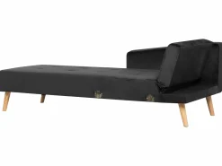 Right Hand Velvet Corner Sofa Bed Black Vadso
