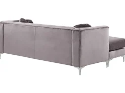 Right Hand Velvet Corner Sofa Grey Flen