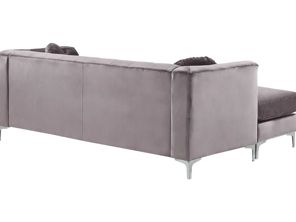 Right Hand Velvet Corner Sofa Grey Flen