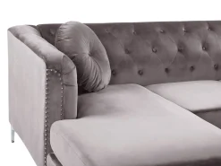 Right Hand Velvet Corner Sofa Grey Flen