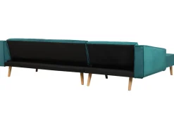 Right Hand Velvet Corner Sofa Bed Green Vadso