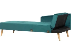 Right Hand Velvet Corner Sofa Bed Green Vadso