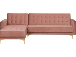 Right Hand Velvet Corner Sofa Pink Aberdeen