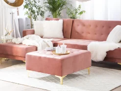 Right Hand Velvet Corner Sofa Pink Aberdeen
