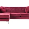 Right Hand Velvet Corner Sofa Burgundy Flen