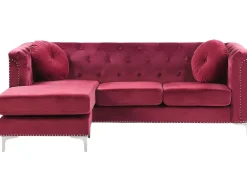 Right Hand Velvet Corner Sofa Burgundy Flen