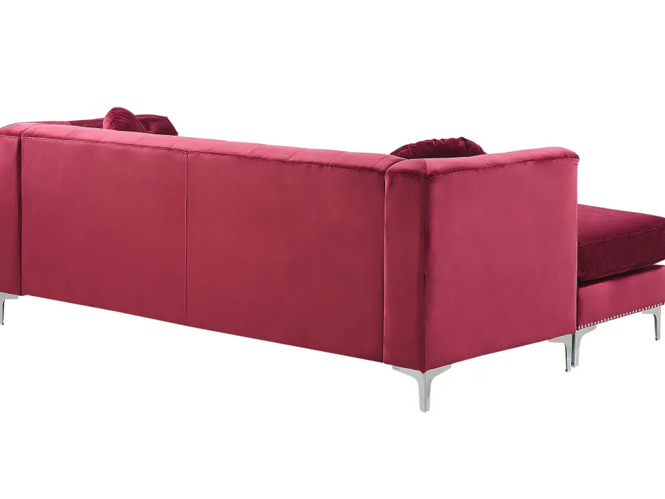 Right Hand Velvet Corner Sofa Burgundy Flen