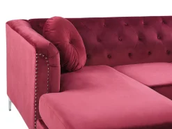 Right Hand Velvet Corner Sofa Burgundy Flen
