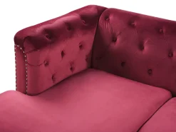 Right Hand Velvet Corner Sofa Burgundy Flen