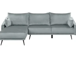 Right Hand Velvet Corner Sofa Grey Varde