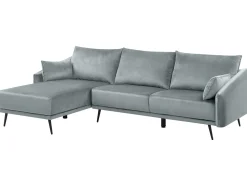 Right Hand Velvet Corner Sofa Grey Varde