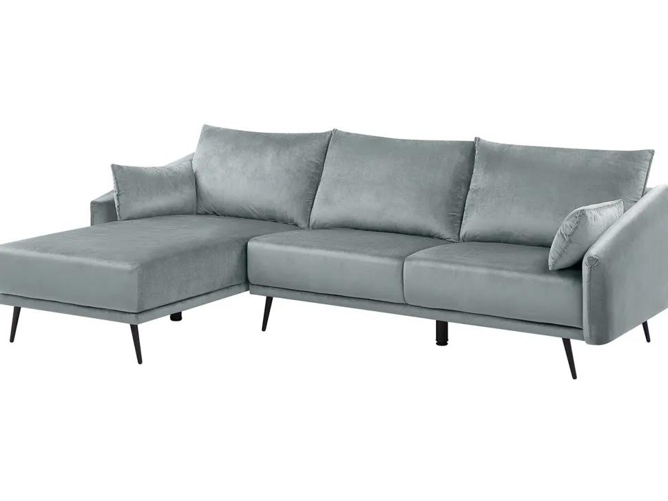 Right Hand Velvet Corner Sofa Grey Varde