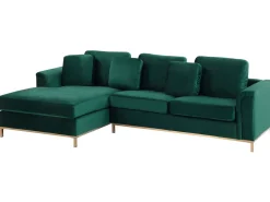 Right Hand Velvet Corner Sofa Emerald Green Oslo