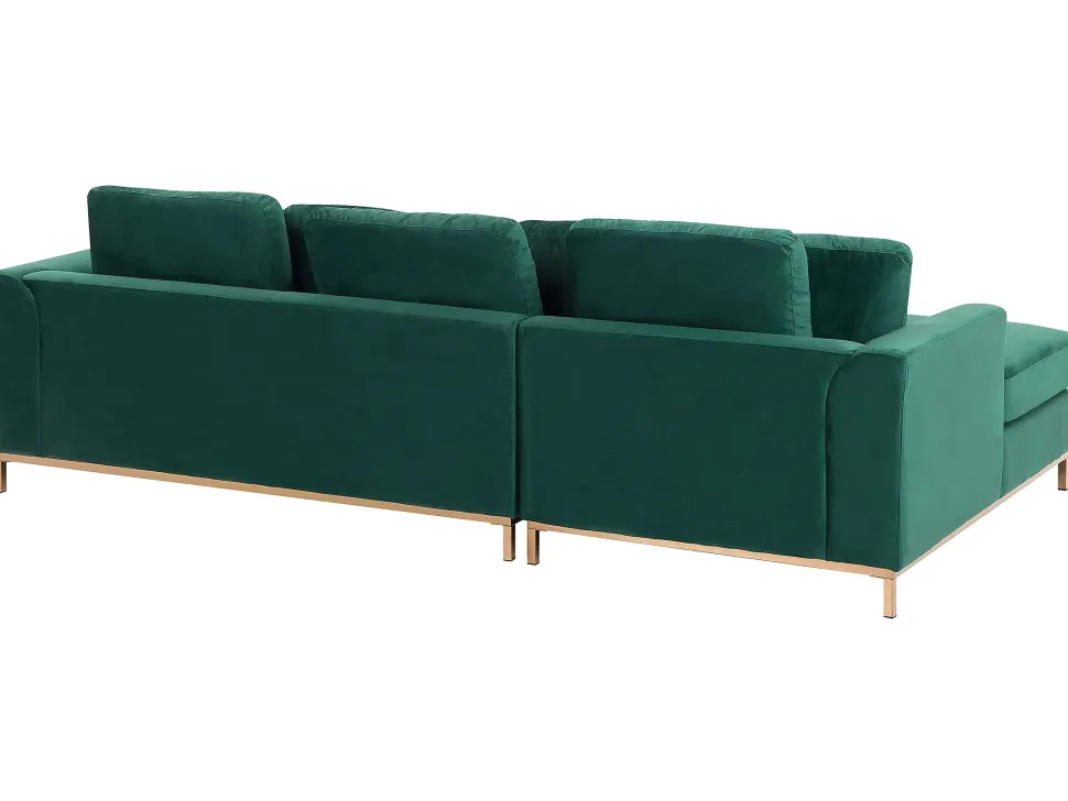 Right Hand Velvet Corner Sofa Emerald Green Oslo