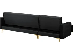Right Hand Velvet Corner Sofa With Ottoman Black Aberdeen