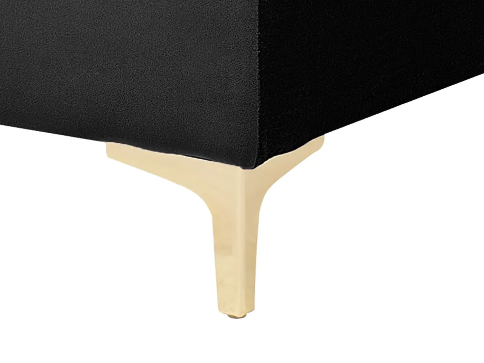 Right Hand Velvet Corner Sofa With Ottoman Black Aberdeen