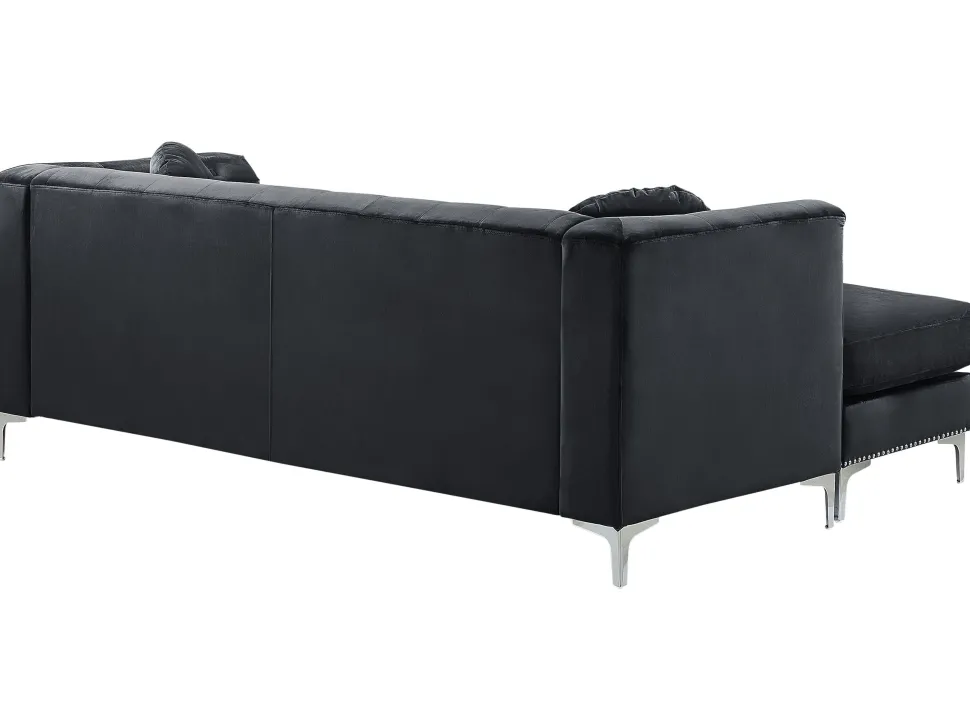 Right Hand Velvet Corner Sofa Black Flen