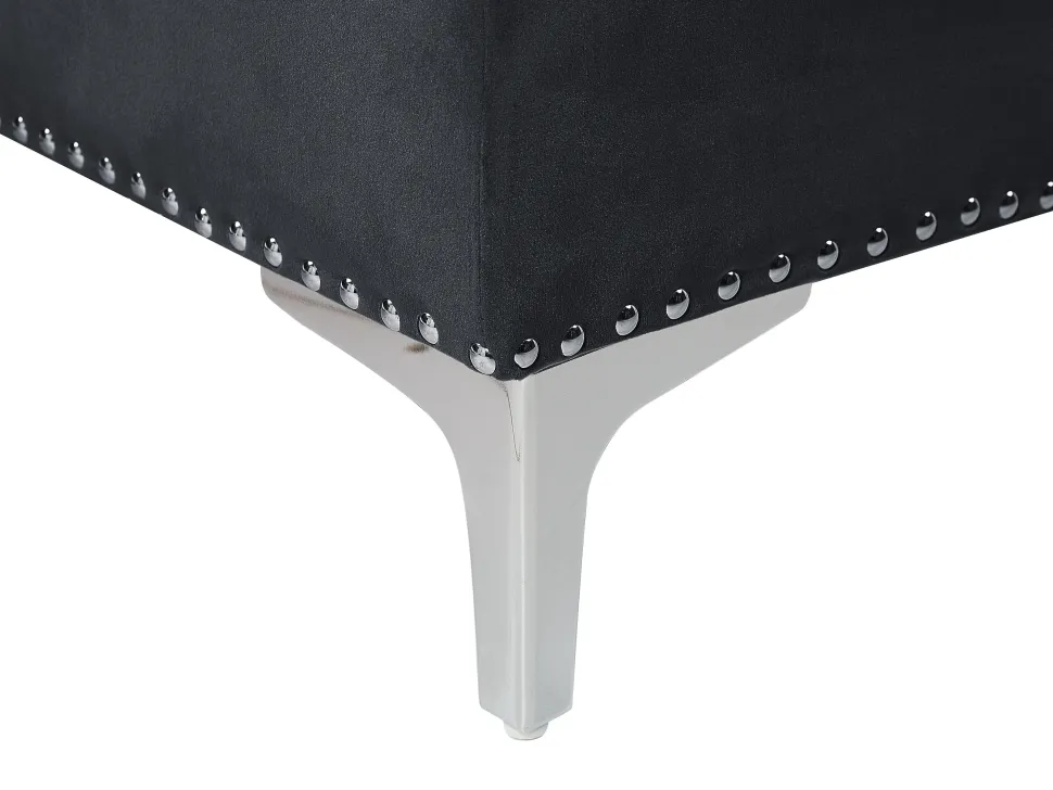 Right Hand Velvet Corner Sofa Black Flen